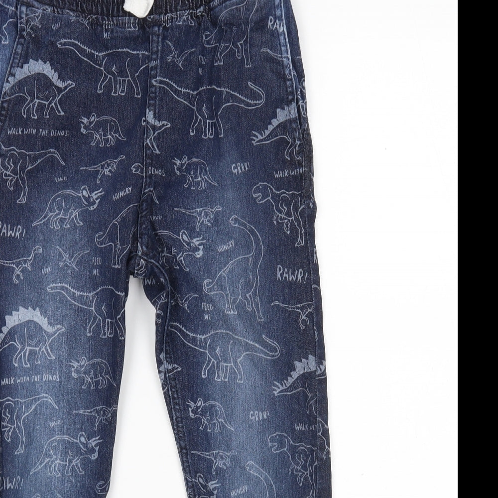 H&M Boys Blue  Cotton Straight Jeans Size 8 Years  Regular  - Dinosaur