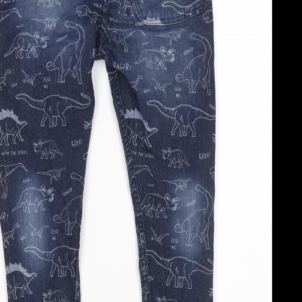 H&M Boys Blue  Cotton Straight Jeans Size 8 Years  Regular  - Dinosaur