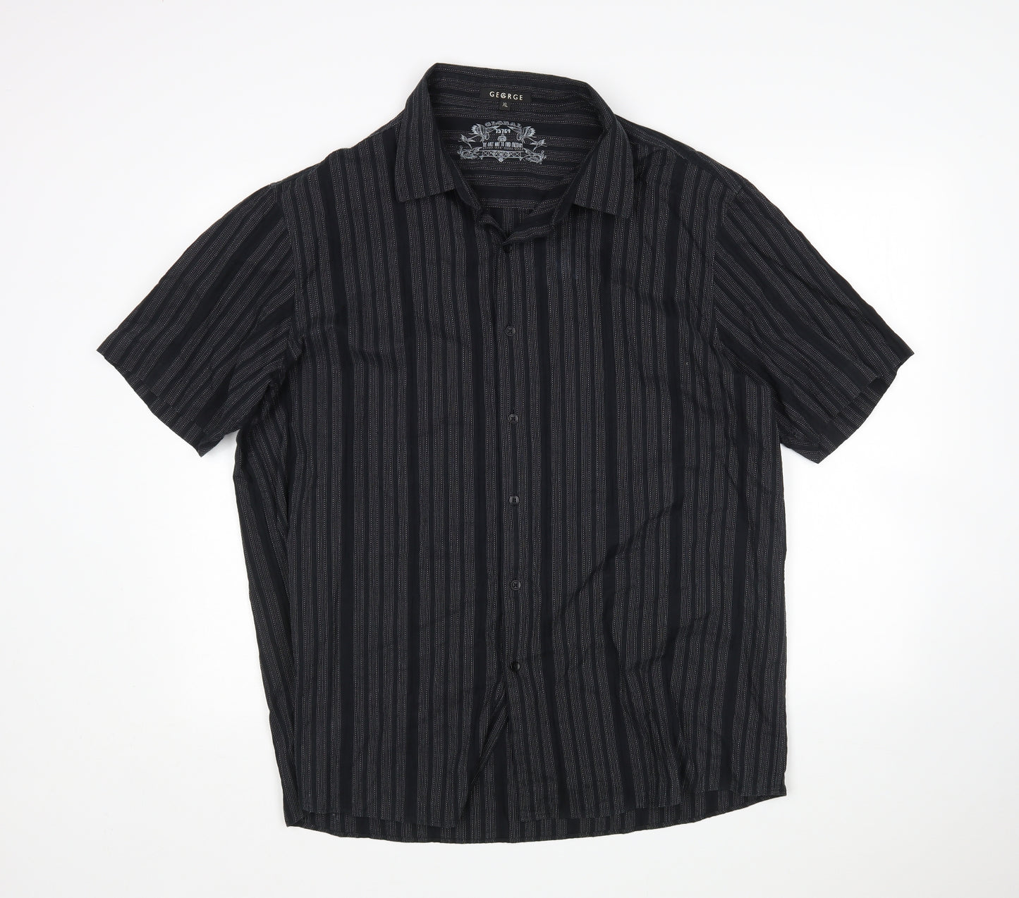 George Mens Multicoloured Striped Cotton  Button-Up Size XL Collared