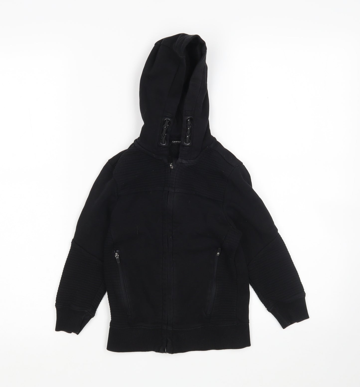 George Boys Black  Cotton Full Zip Hoodie Size 4-5 Years