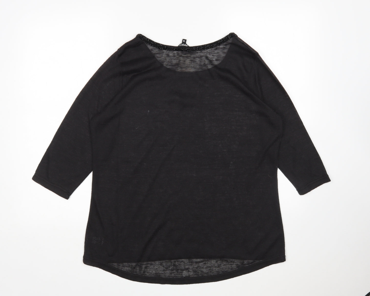 Pep&Co Womens Black Round Neck  Polyester Pullover Jumper Size 18