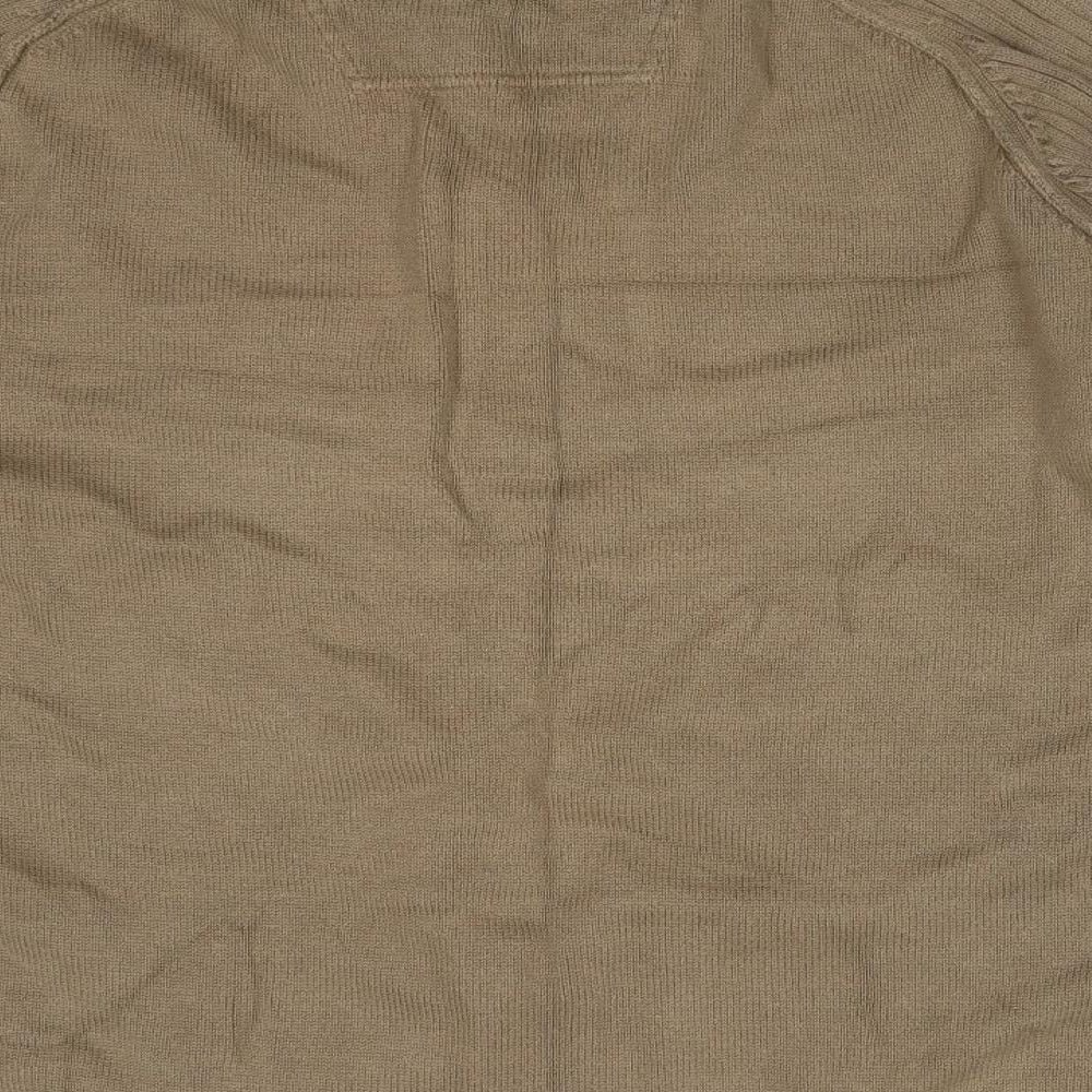 NEXT Mens Brown High Neck Striped Cotton Pullover Jumper Size XL