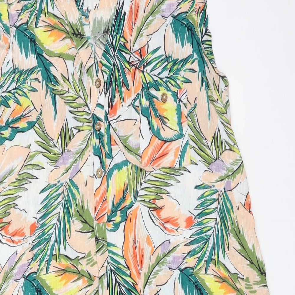 Debenhams Womens Multicoloured Floral Viscose A-Line  Size 14  V-Neck