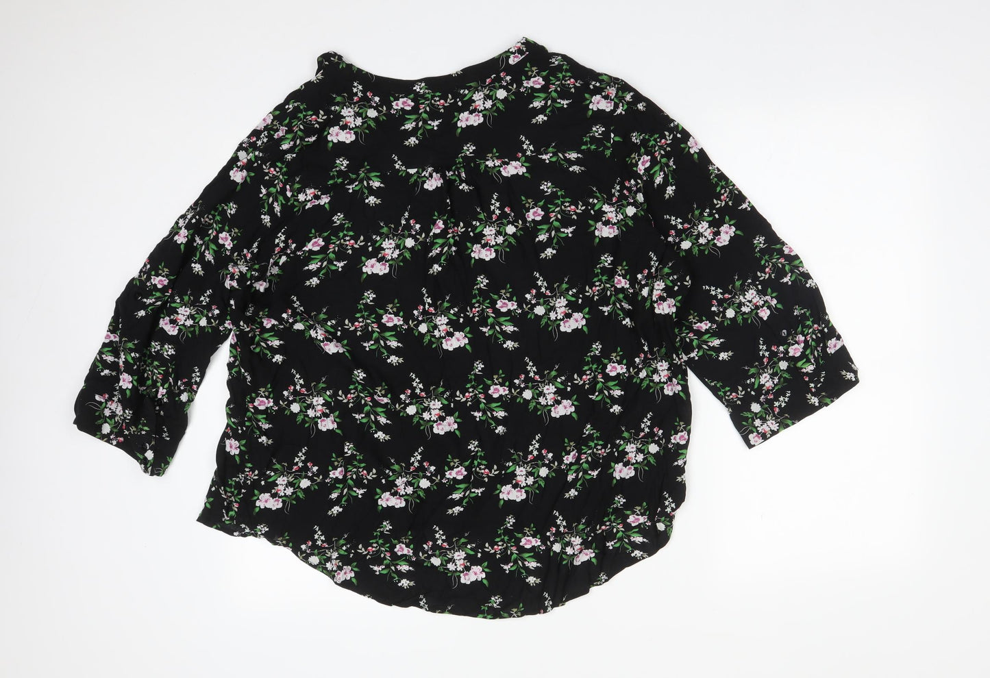 Atmosphere Womens Black Floral Viscose Basic Blouse Size 20 V-Neck