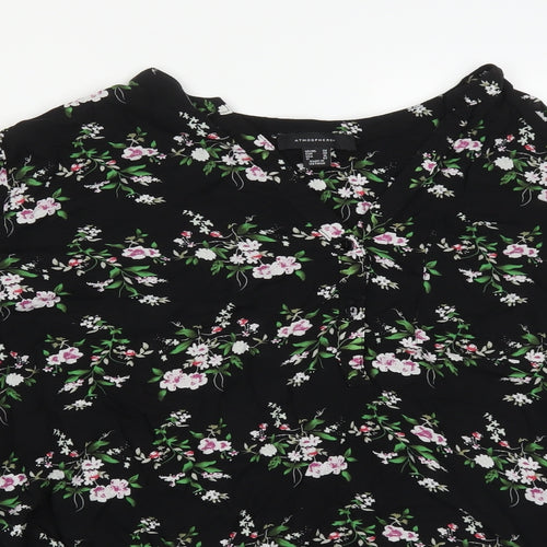 Atmosphere Womens Black Floral Viscose Basic Blouse Size 20 V-Neck