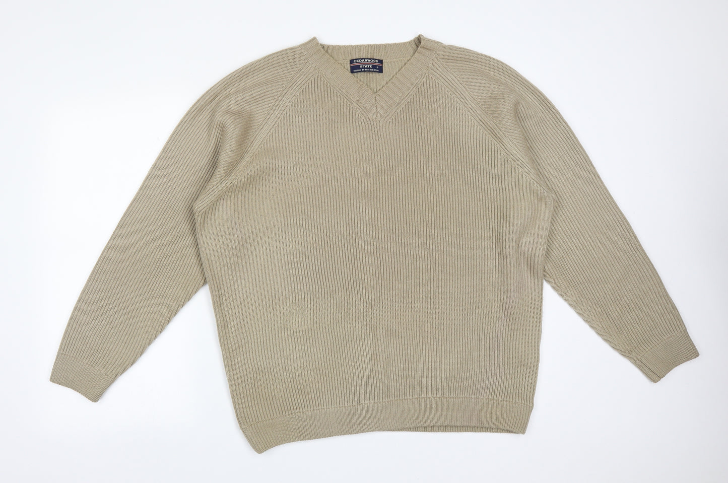CEDARWOOD STATE Mens Brown Striped Acrylic Pullover Sweatshirt Size XL