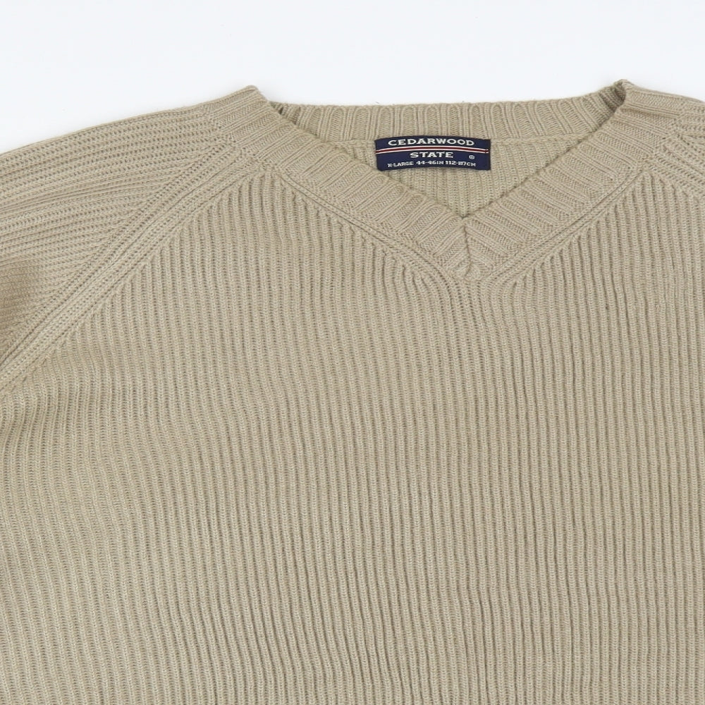 CEDARWOOD STATE Mens Brown Striped Acrylic Pullover Sweatshirt Size XL