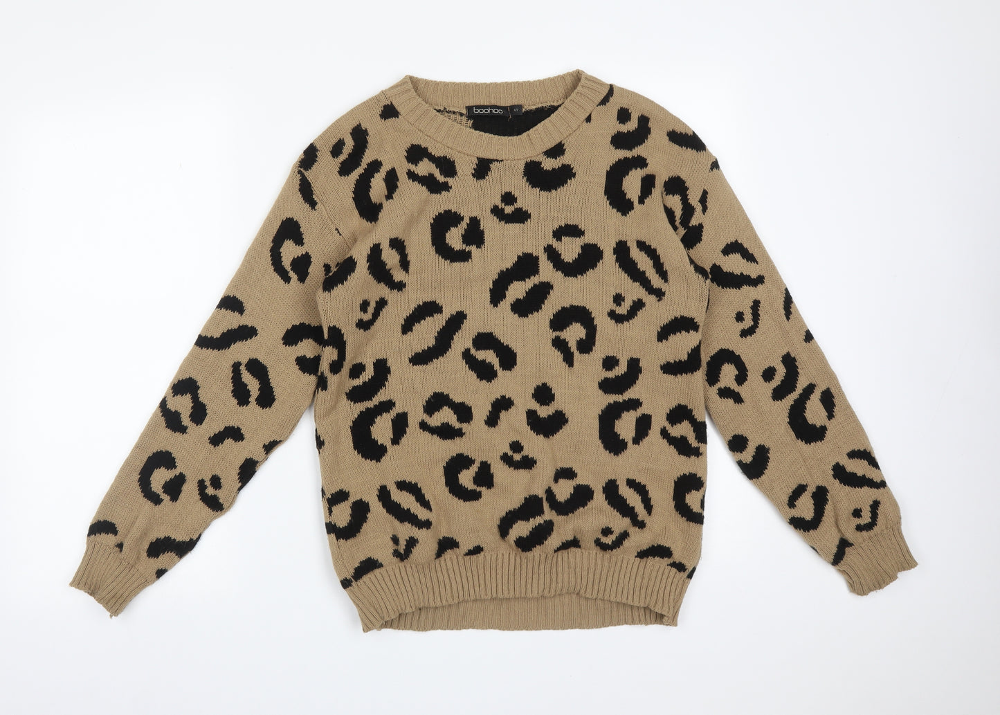 Boohoo Womens Multicoloured Animal Print Acrylic Pullover Sweatshirt Size S