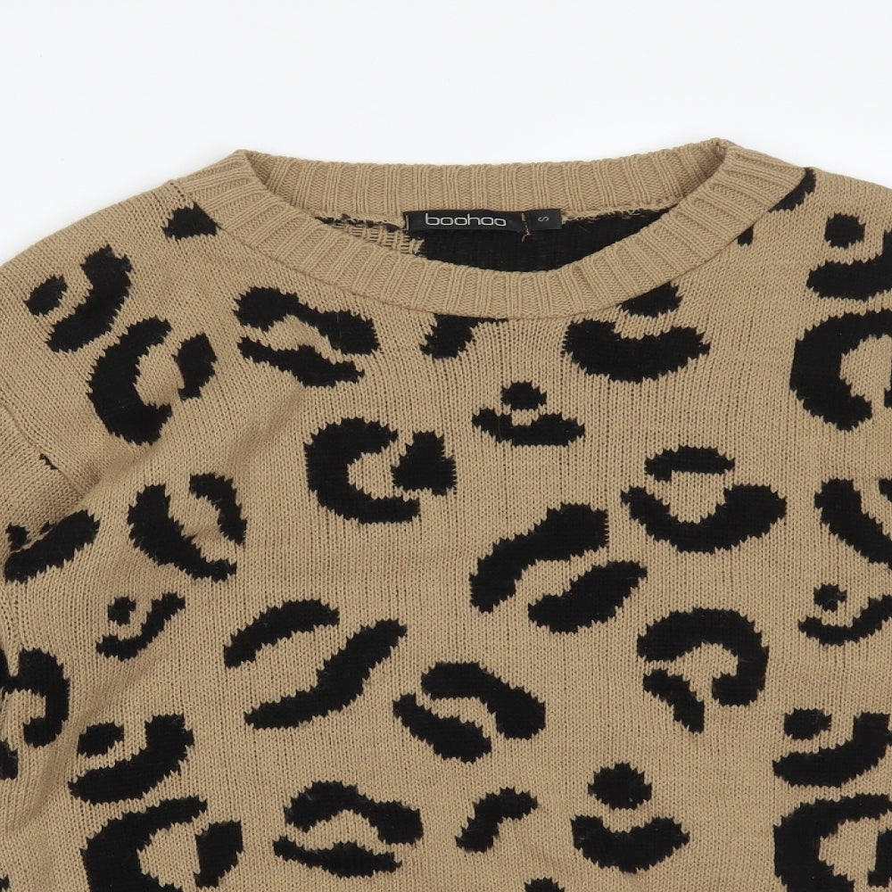 Boohoo Womens Multicoloured Animal Print Acrylic Pullover Sweatshirt Size S