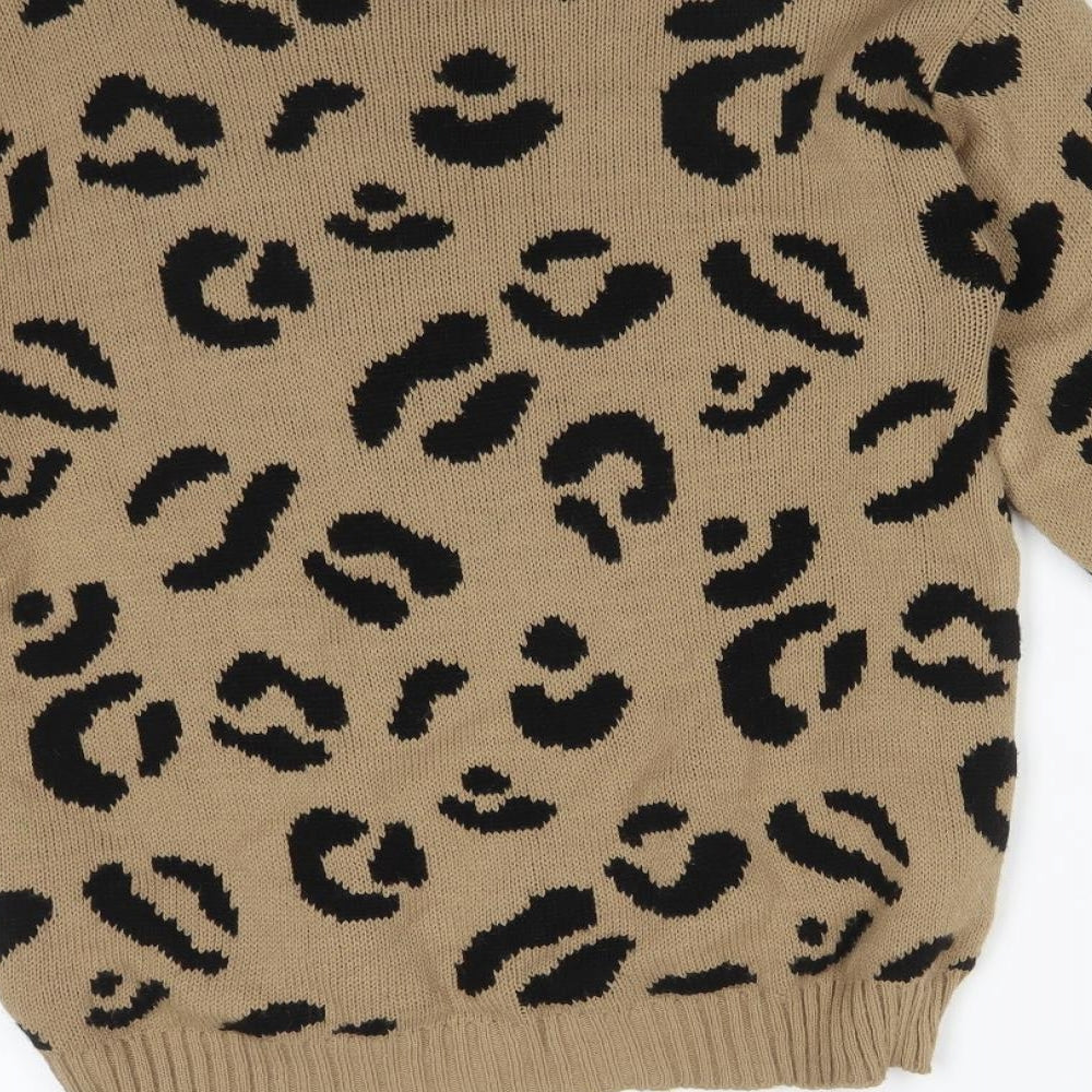 Boohoo Womens Multicoloured Animal Print Acrylic Pullover Sweatshirt Size S
