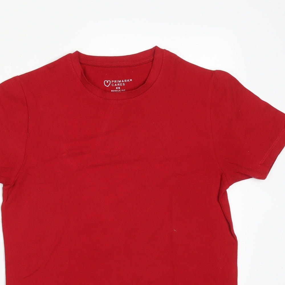 Primark Mens Red  Cotton  T-Shirt Size XS Crew Neck