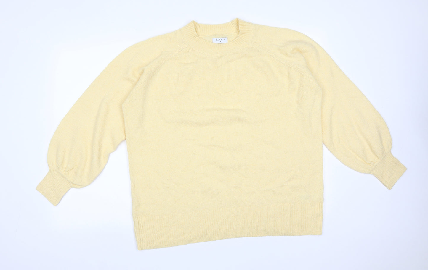 Papaya Womens Yellow  Polyester Basic T-Shirt Size XL Cowl Neck