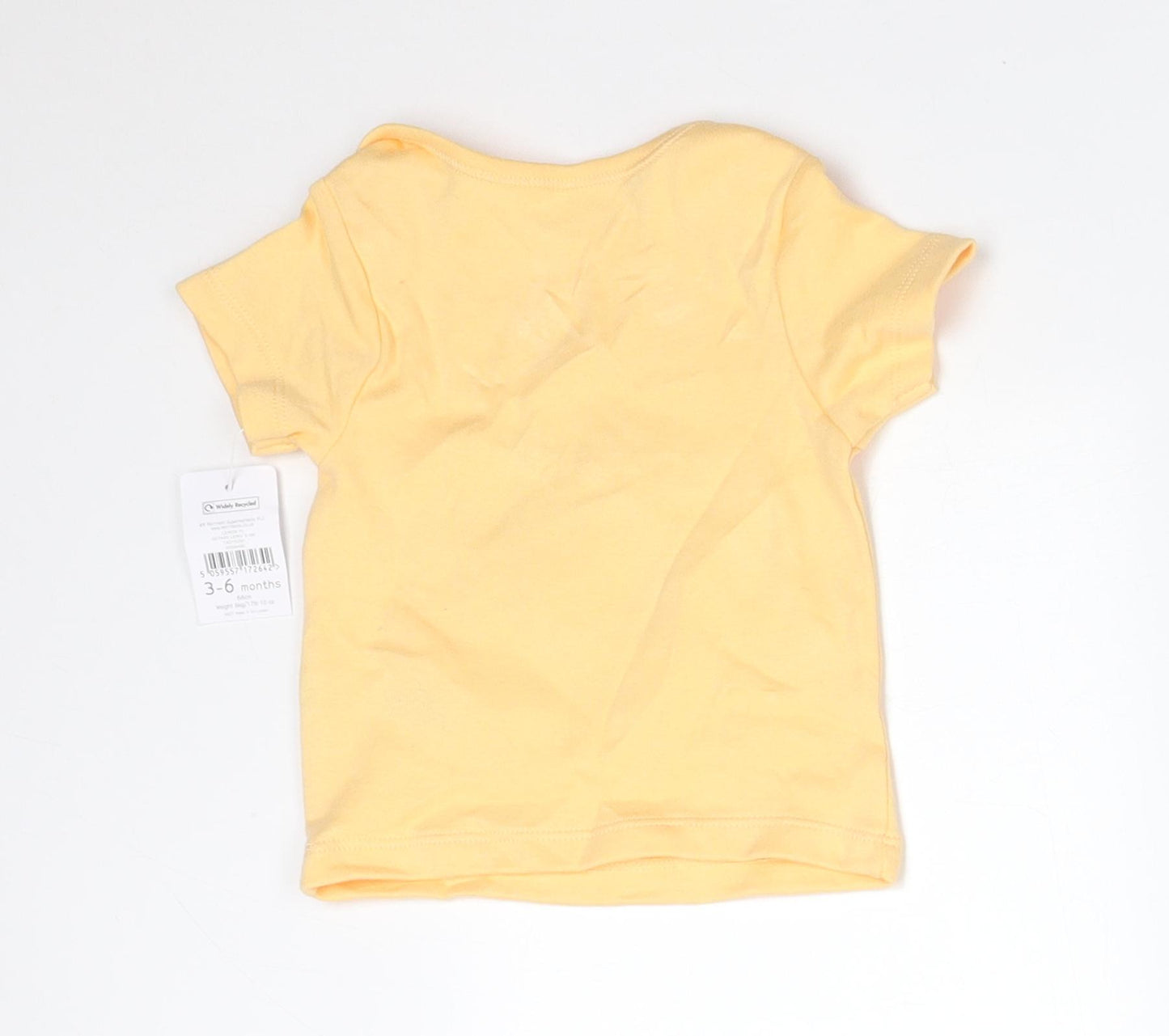 Nutmeg Baby Orange  Cotton Basic T-Shirt Size 3-6 Months Round Neck  - TIME FOR BED SLEEPY HEAD