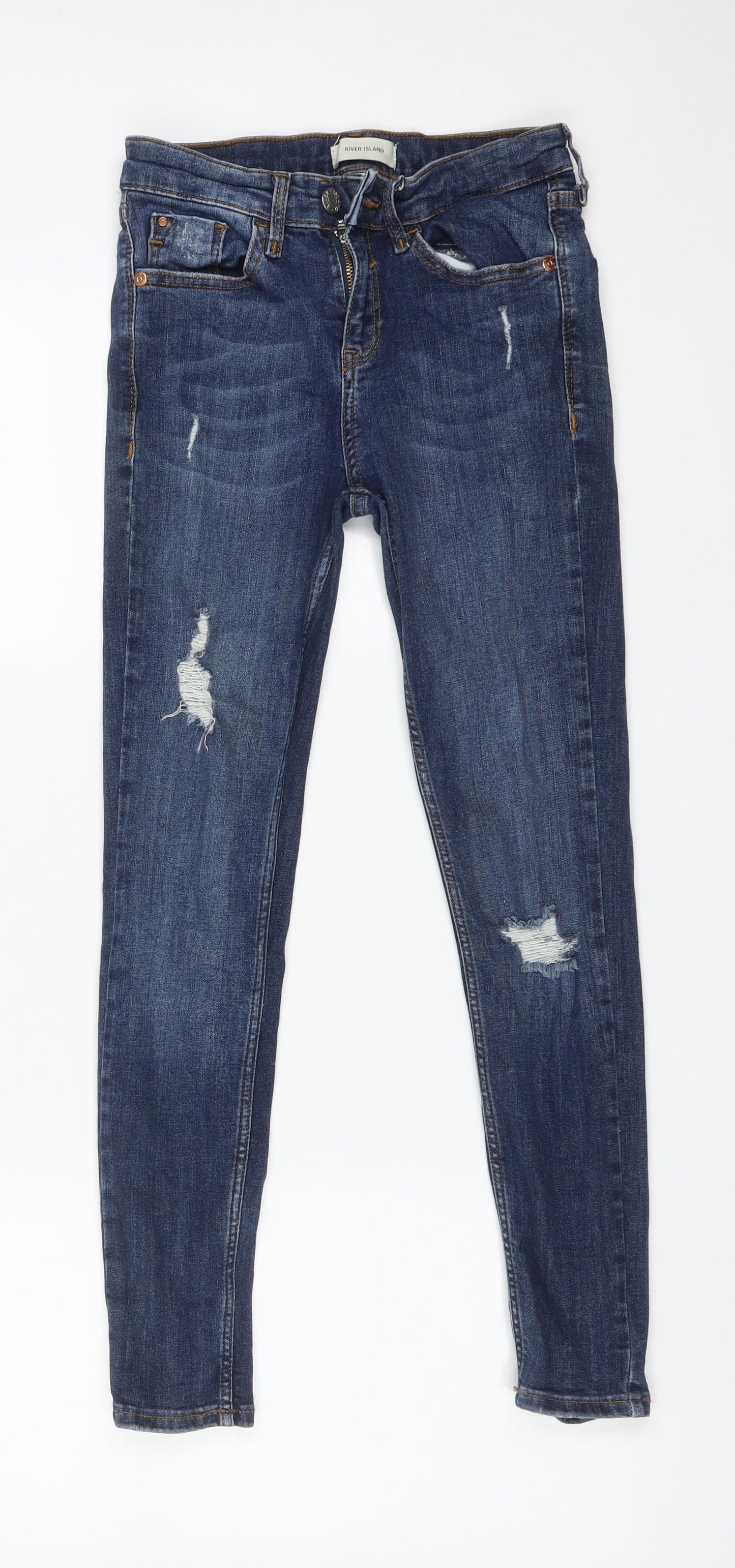 River Island Womens Blue  Cotton Skinny Jeans Size 6 L24 in Regular
