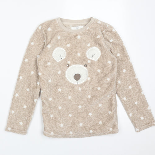 F&F Girls Brown Polka Dot Polyester  Pyjama Top Size 8-9 Years   - BEAR, STARS