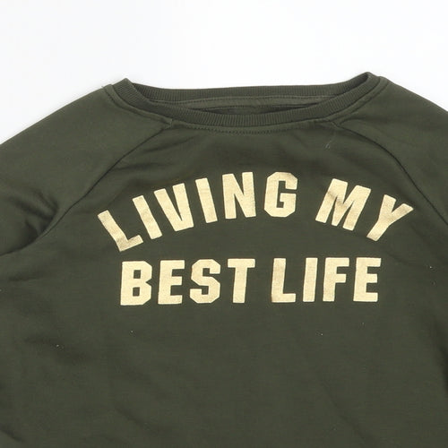 Primark Girls Green  Cotton Pullover Sweatshirt Size 10-11 Years   - LIVING MY BEST LIFE