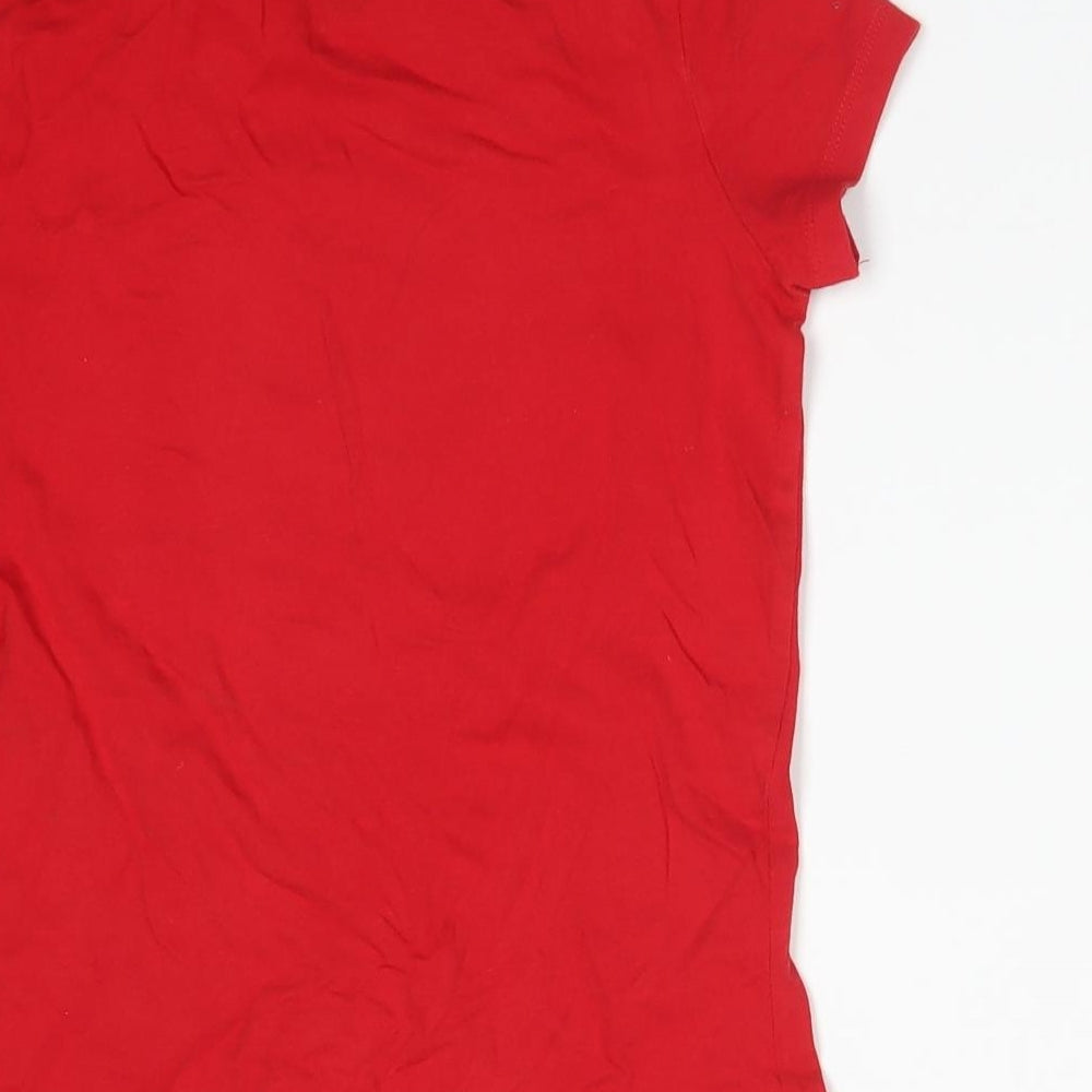 F&F Girls Red  Cotton Basic T-Shirt Size 8-9 Years Round Neck  - FOOTBALL CYMRU