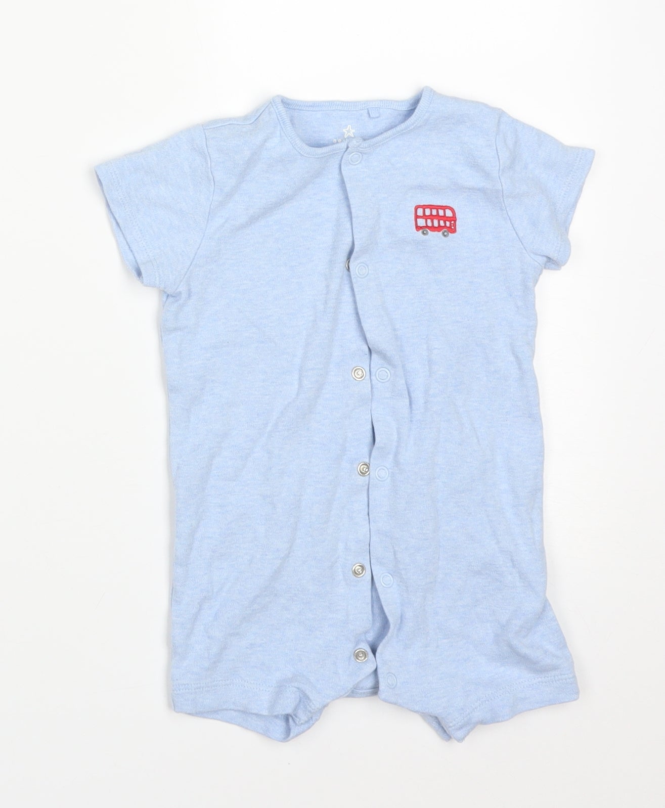 NEXT Baby Blue  Cotton Babygrow One-Piece Size 9-12 Months   - RED BUS