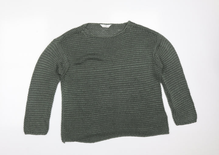 ST MICHAEL Womens Green Acrylic Pullover Sweatshirt Size 14