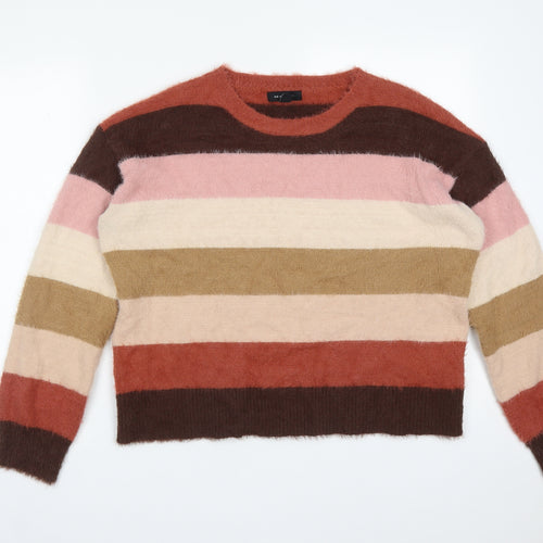New Look Womens Multicoloured Striped Polyamide Pullover Sweatshirt Size L