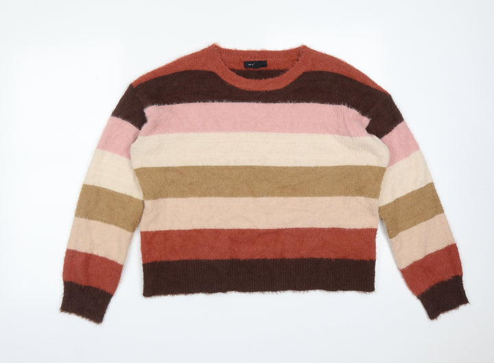New Look Womens Multicoloured Striped Polyamide Pullover Sweatshirt Size L