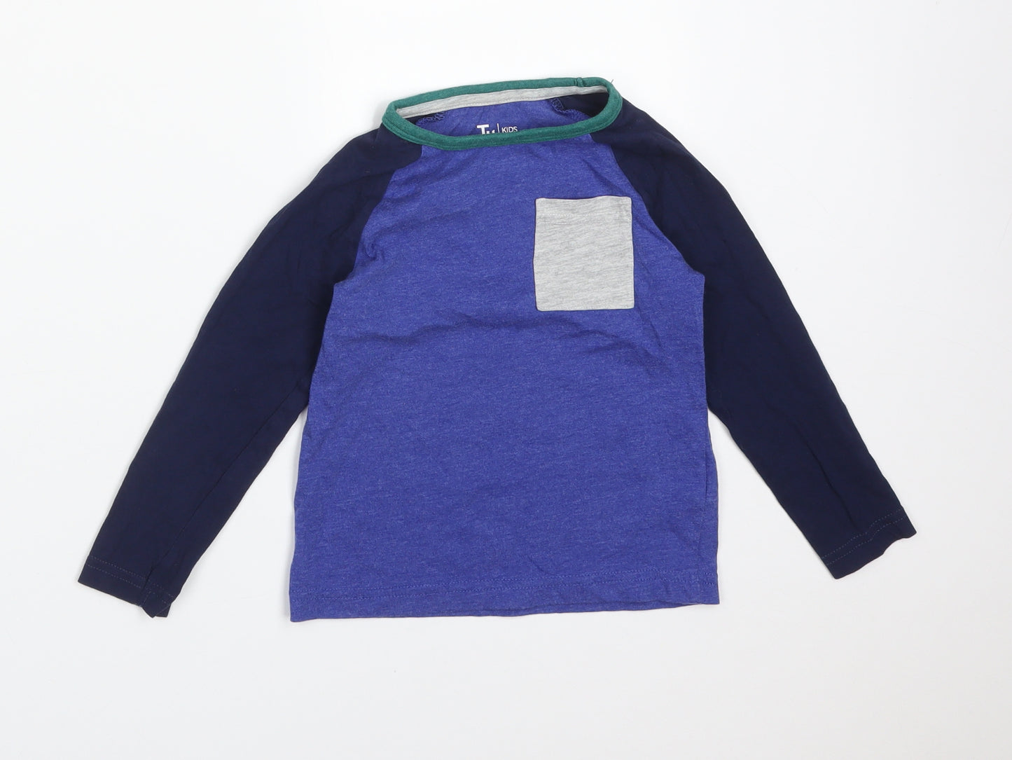 TU Boys Blue Colourblock Cotton Basic T-Shirt Size 18-24 Months Round Neck