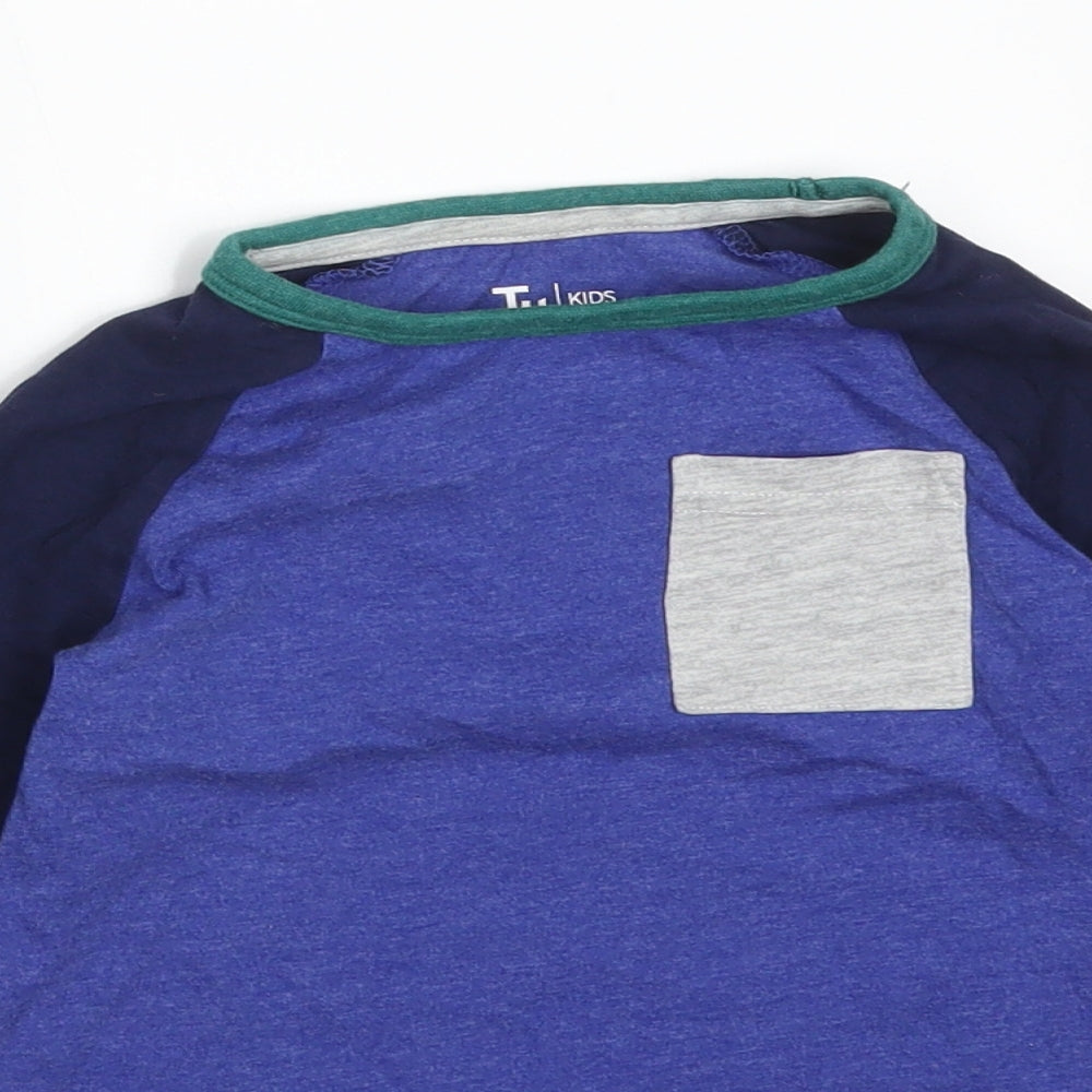 TU Boys Blue Colourblock Cotton Basic T-Shirt Size 18-24 Months Round Neck