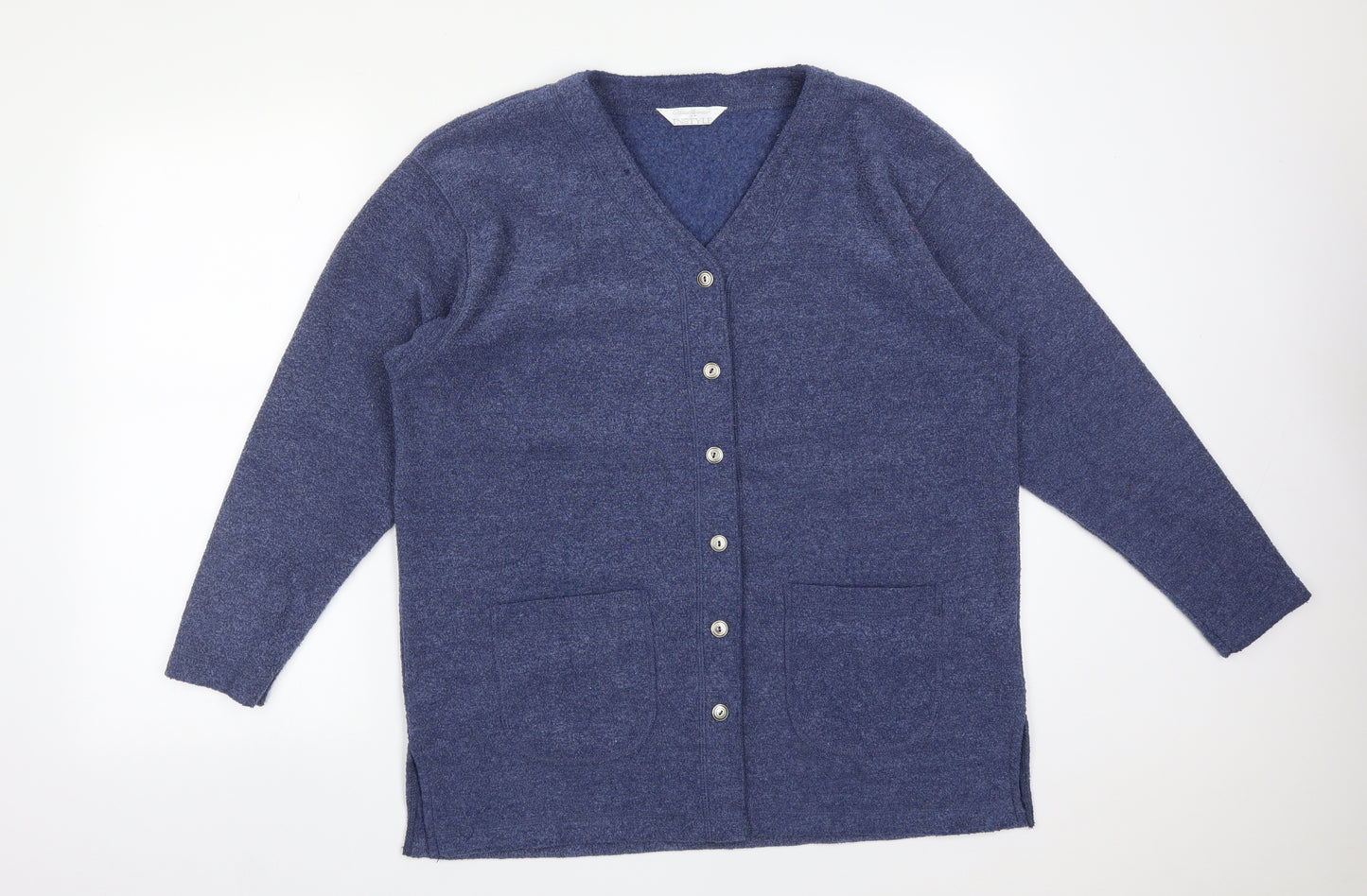 Instyle Womens Blue V-Neck  Polyester Cardigan Jumper Size L