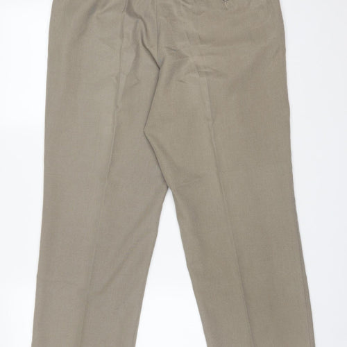 M&S Mens Beige  Polyester Dress Pants Trousers Size 34 L29 in Regular