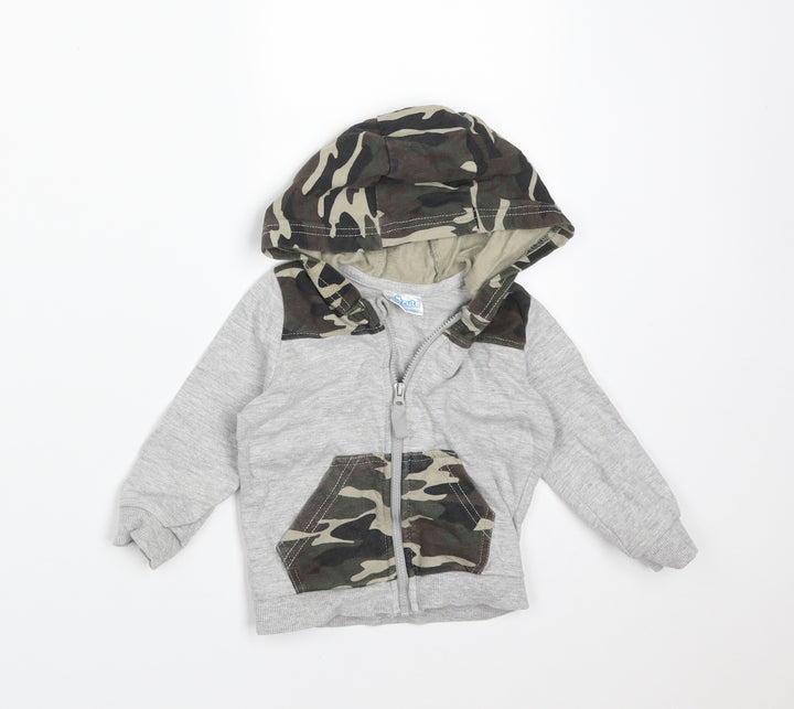 SO CUTE Boys Multicoloured Camouflage Cotton Full Zip Jumper Size 6-9 Months