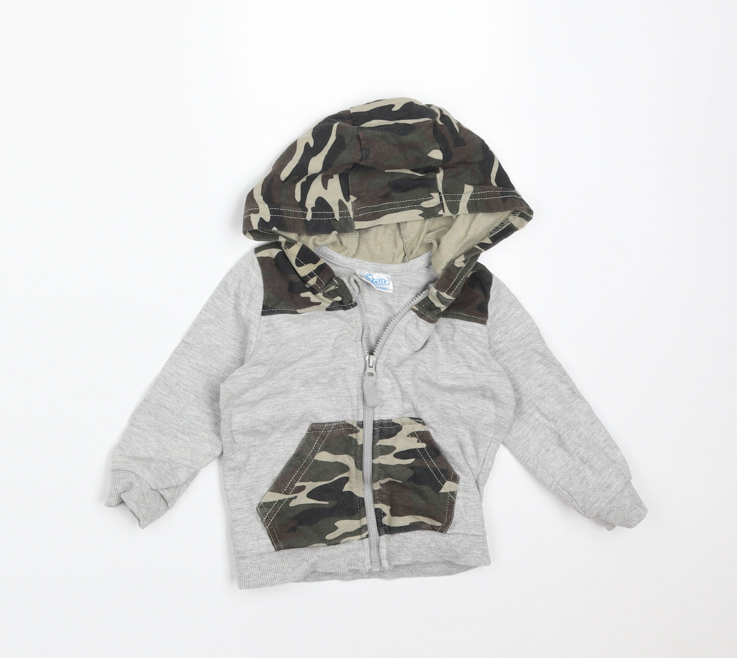 SO CUTE Boys Multicoloured Camouflage Cotton Full Zip Jumper Size 6-9 Months