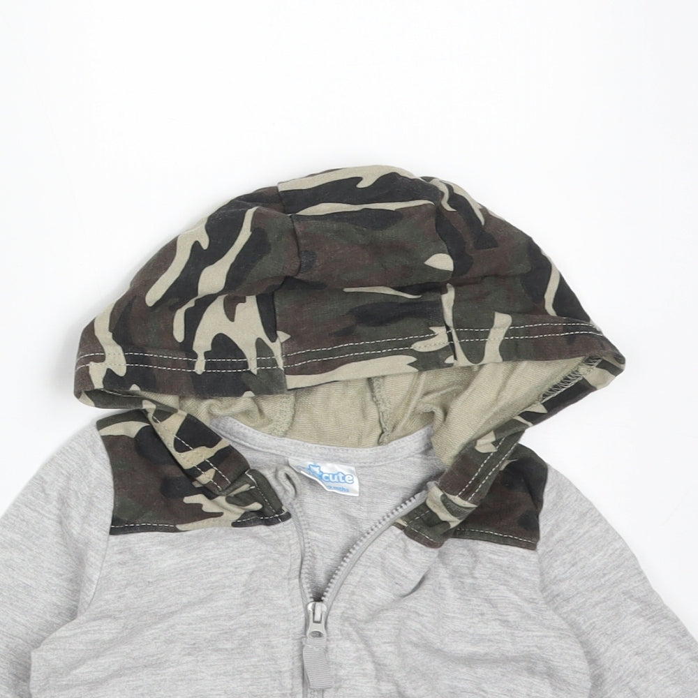 SO CUTE Boys Multicoloured Camouflage Cotton Full Zip Jumper Size 6-9 Months