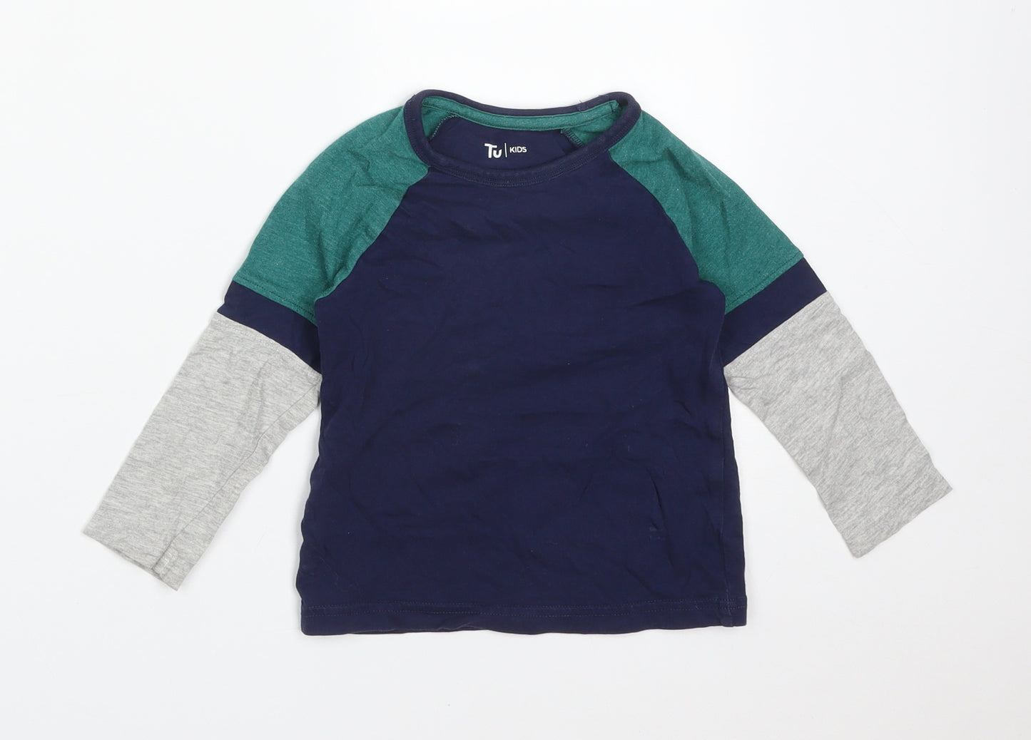 TU Boys Multicoloured Colourblock Cotton Basic T-Shirt Size 18-24 Months Round Neck