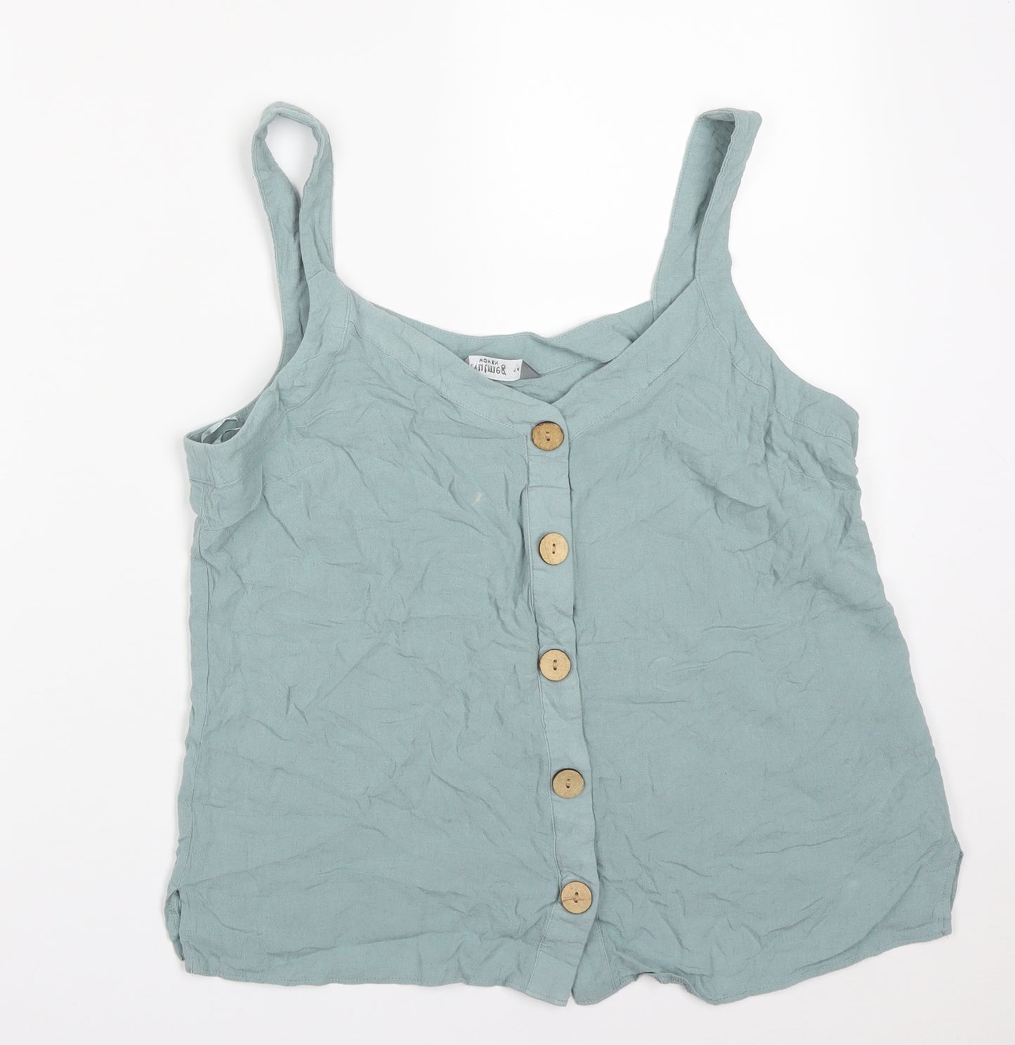 Nutmeg Womens Green  Viscose Basic T-Shirt Size 14 V-Neck
