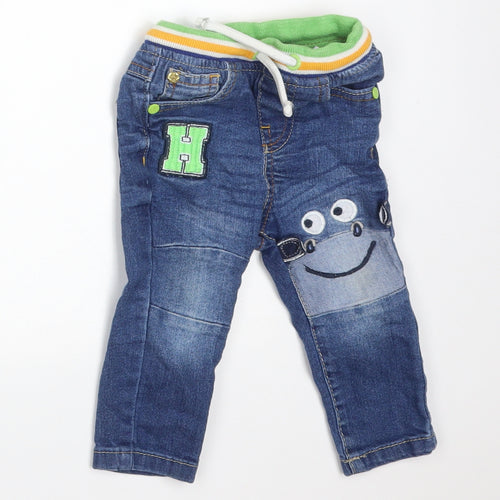 SO CUTE Boys Blue  Cotton  Jeans Size 6-9 Months   - MONKEY H