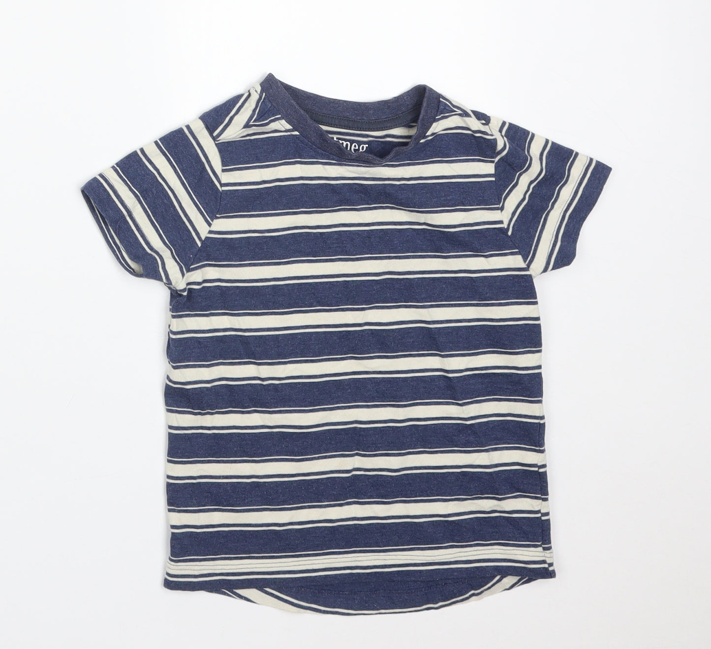 Nutmeg Boys Multicoloured Striped Cotton Basic T-Shirt Size 2-3 Years Round Neck