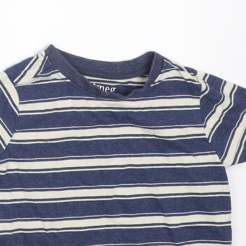 Nutmeg Boys Multicoloured Striped Cotton Basic T-Shirt Size 2-3 Years Round Neck