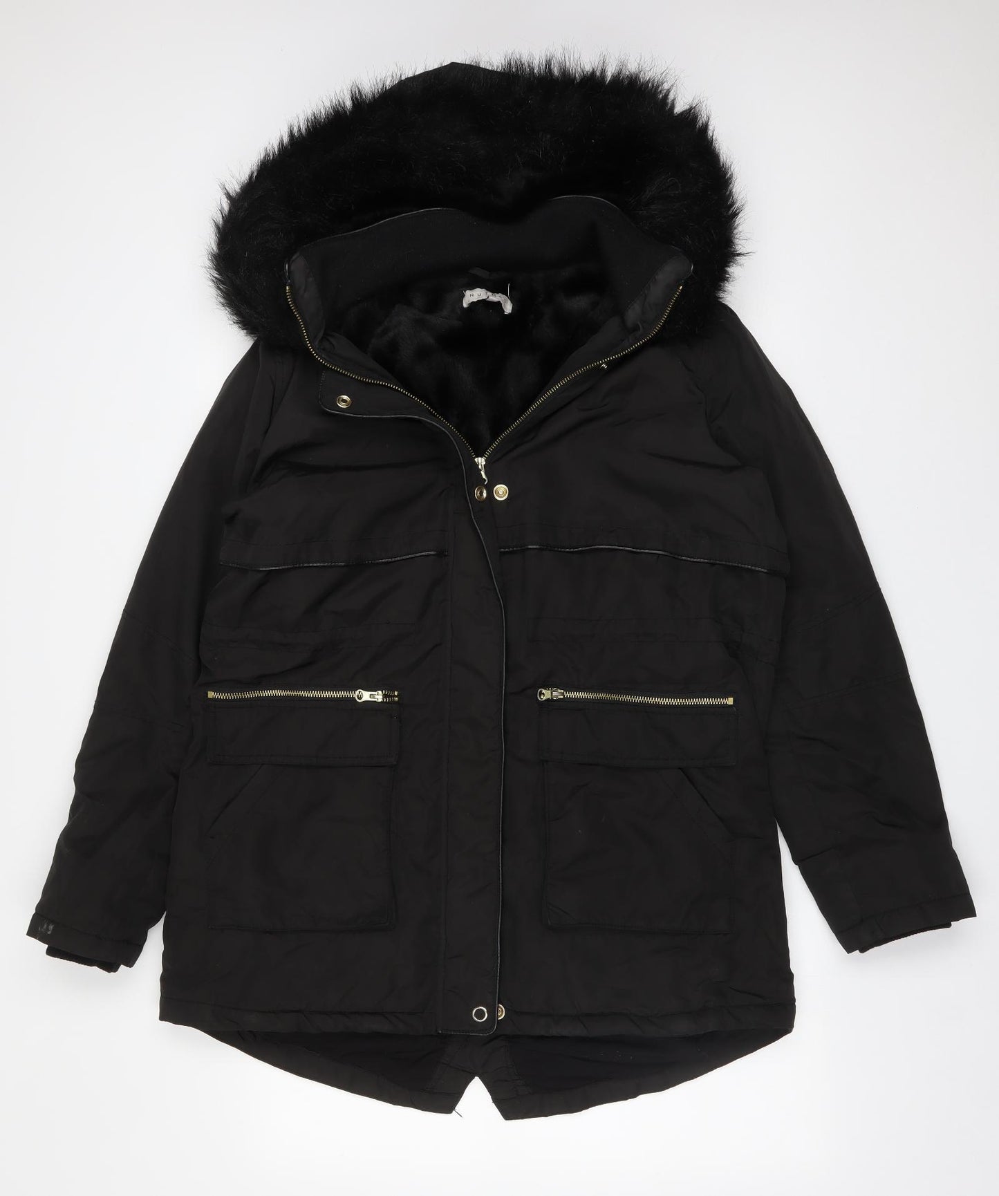 Nutmeg Womens Black   Parka Coat Size 14
