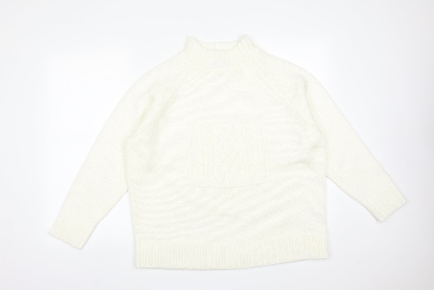 FORNARI Womens White  Acrylic Pullover Sweatshirt Size L
