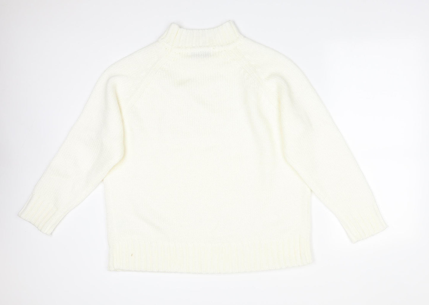 FORNARI Womens White  Acrylic Pullover Sweatshirt Size L