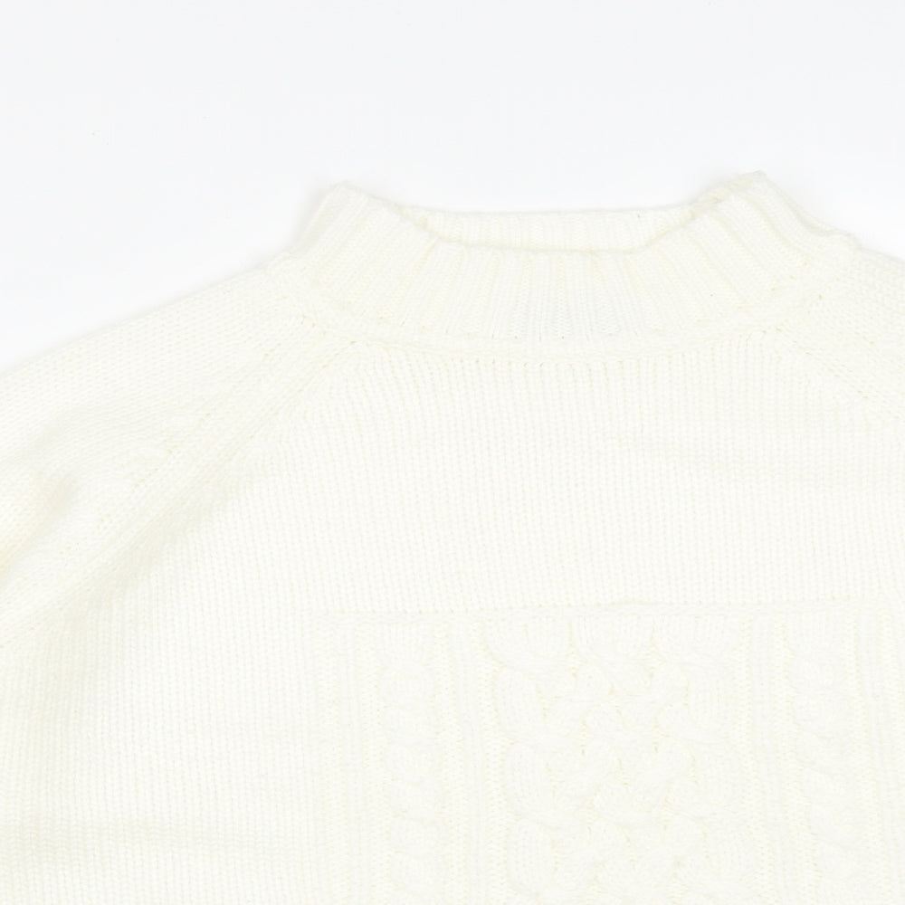 FORNARI Womens White  Acrylic Pullover Sweatshirt Size L