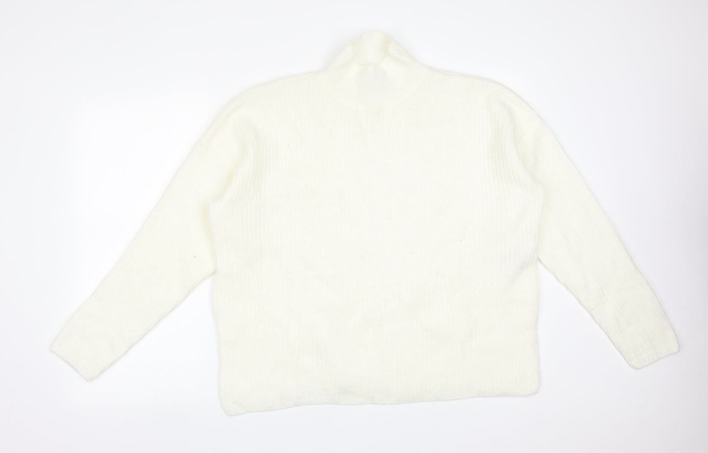 Primark Womens White High Neck  Acrylic Pullover Jumper Size M