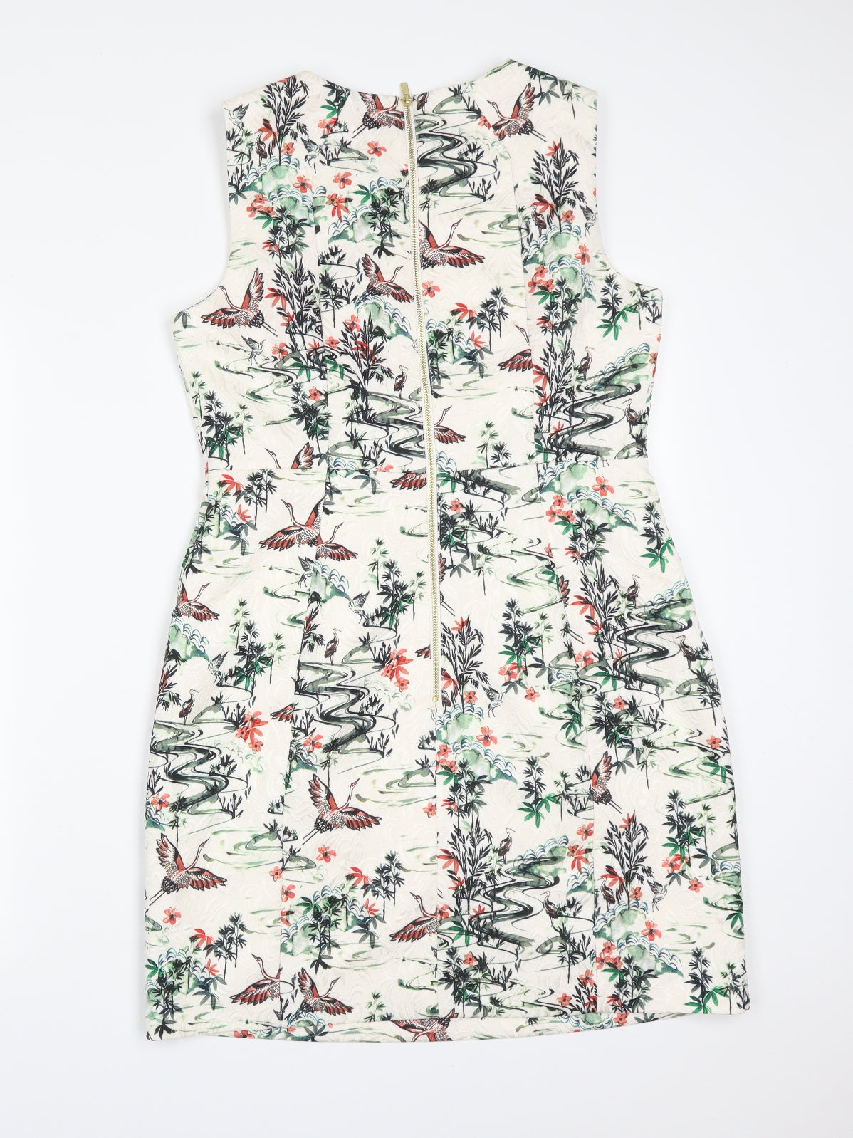 H&M Womens Multicoloured Floral Polyester Fit & Flare  Size 12  Round Neck