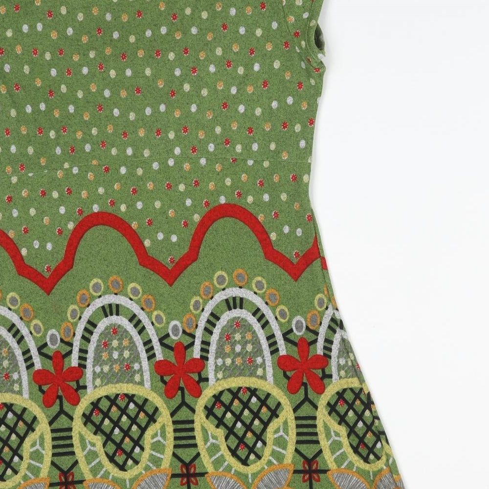 Couture Womens Multicoloured Polka Dot Polyester Fit & Flare  Size 8  V-Neck