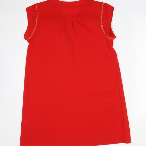 FLAMANT ROSE Womens Red  Polyester Basic T-Shirt Size M V-Neck