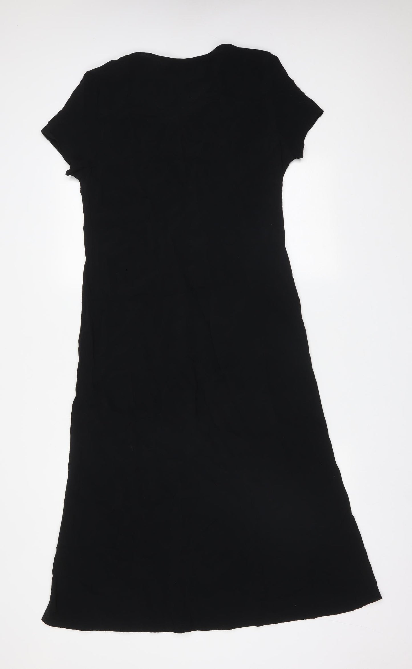M&S Womens Black  Viscose A-Line  Size 14  Round Neck