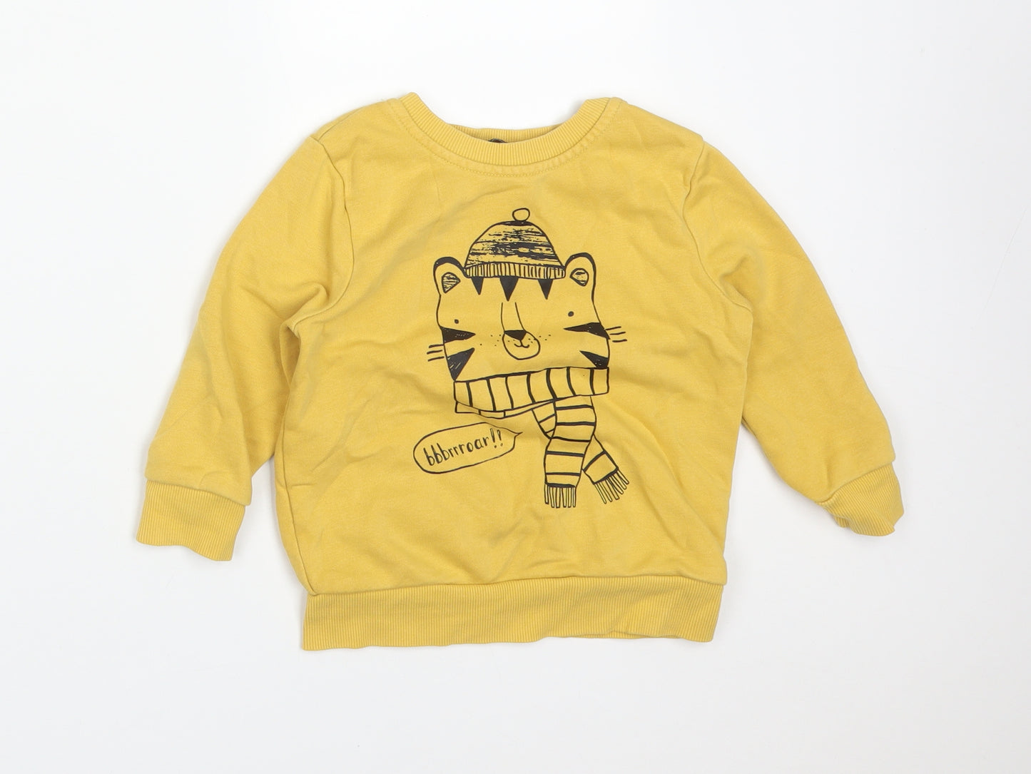 George Baby Yellow  Cotton Basic T-Shirt Size 18-24 Months Crew Neck  - TIGER