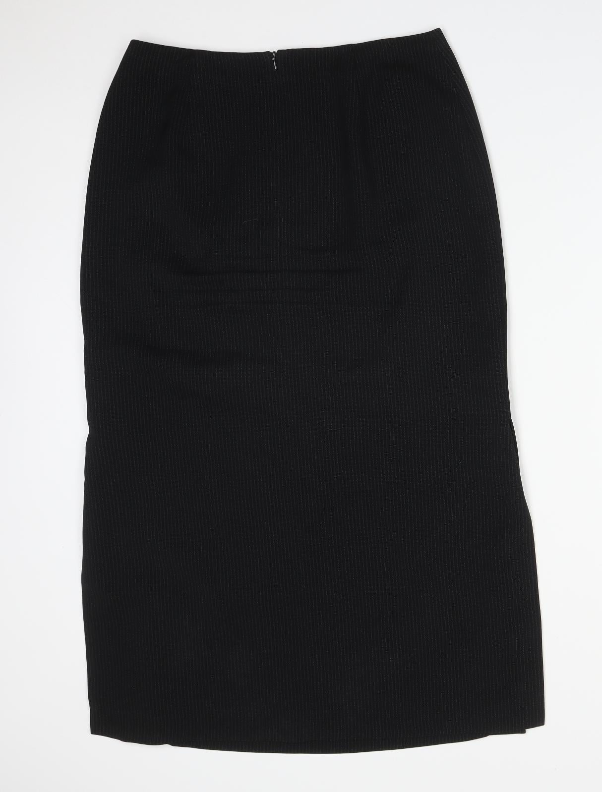 NEXT Womens Black Striped Polyester Straight & Pencil Skirt Size 14