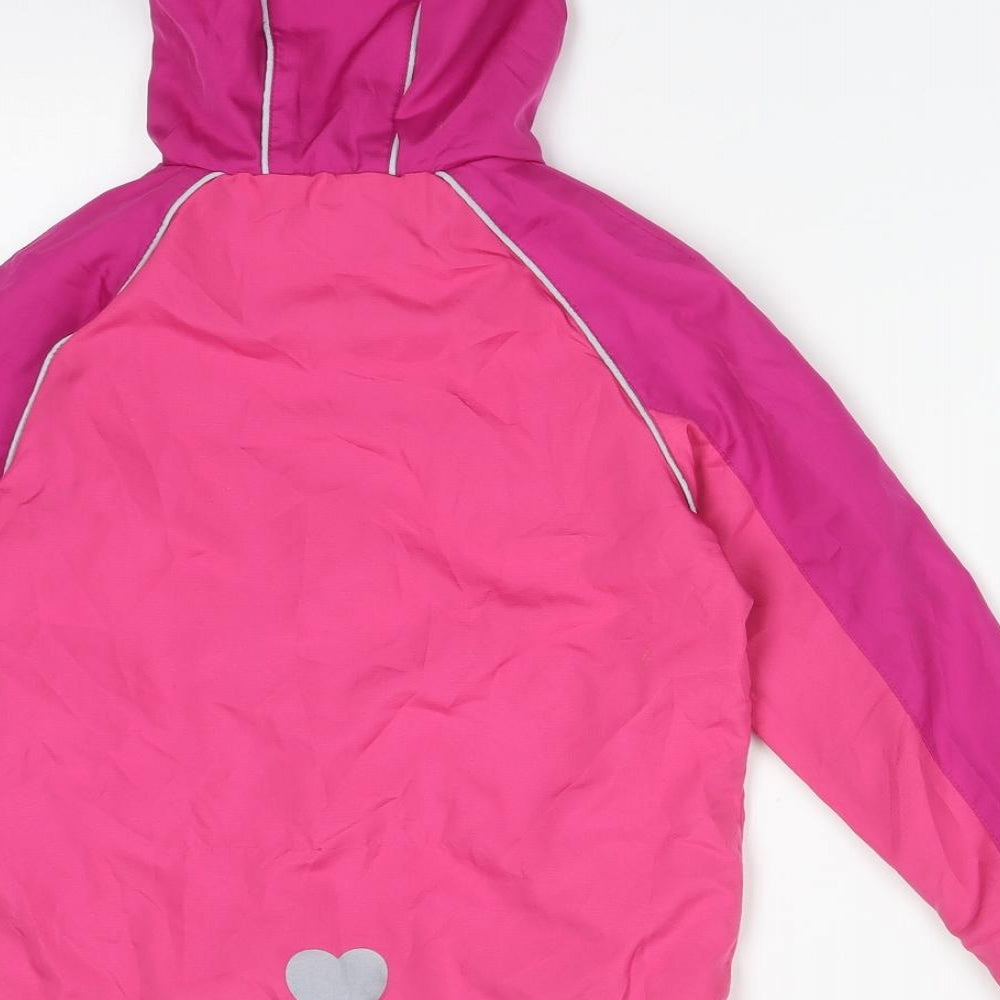 George Girls Pink Colourblock  Overcoat Coat Size 6-7 Years