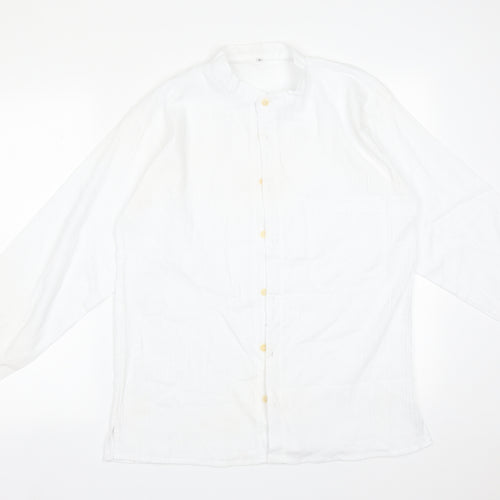 Preworn Mens White    Button-Up Size L Round Neck